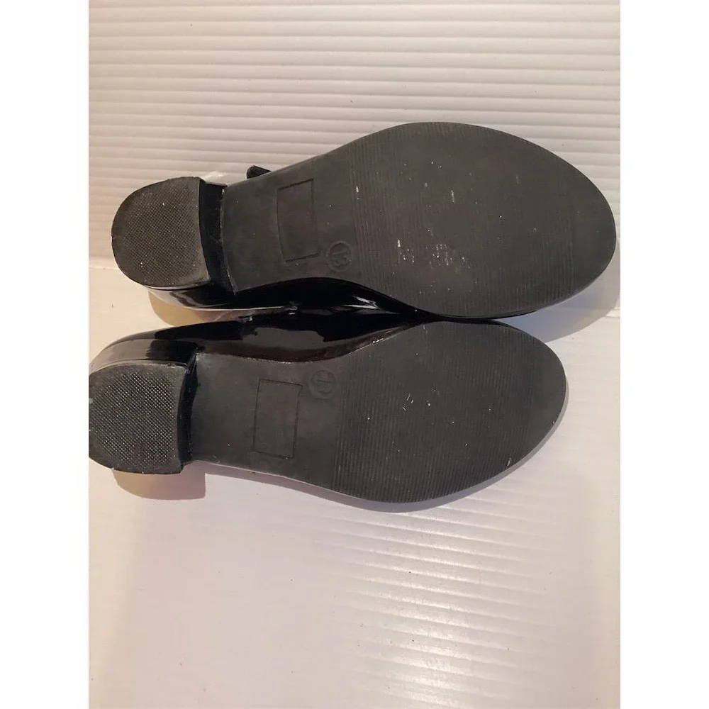Girls' Black Mary Jane Flats with‎ Buckle Ankle Strap Size 13